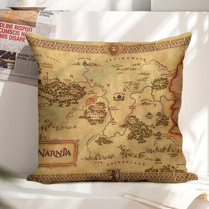 Map of Narnia Linen Throw Pillow Cover