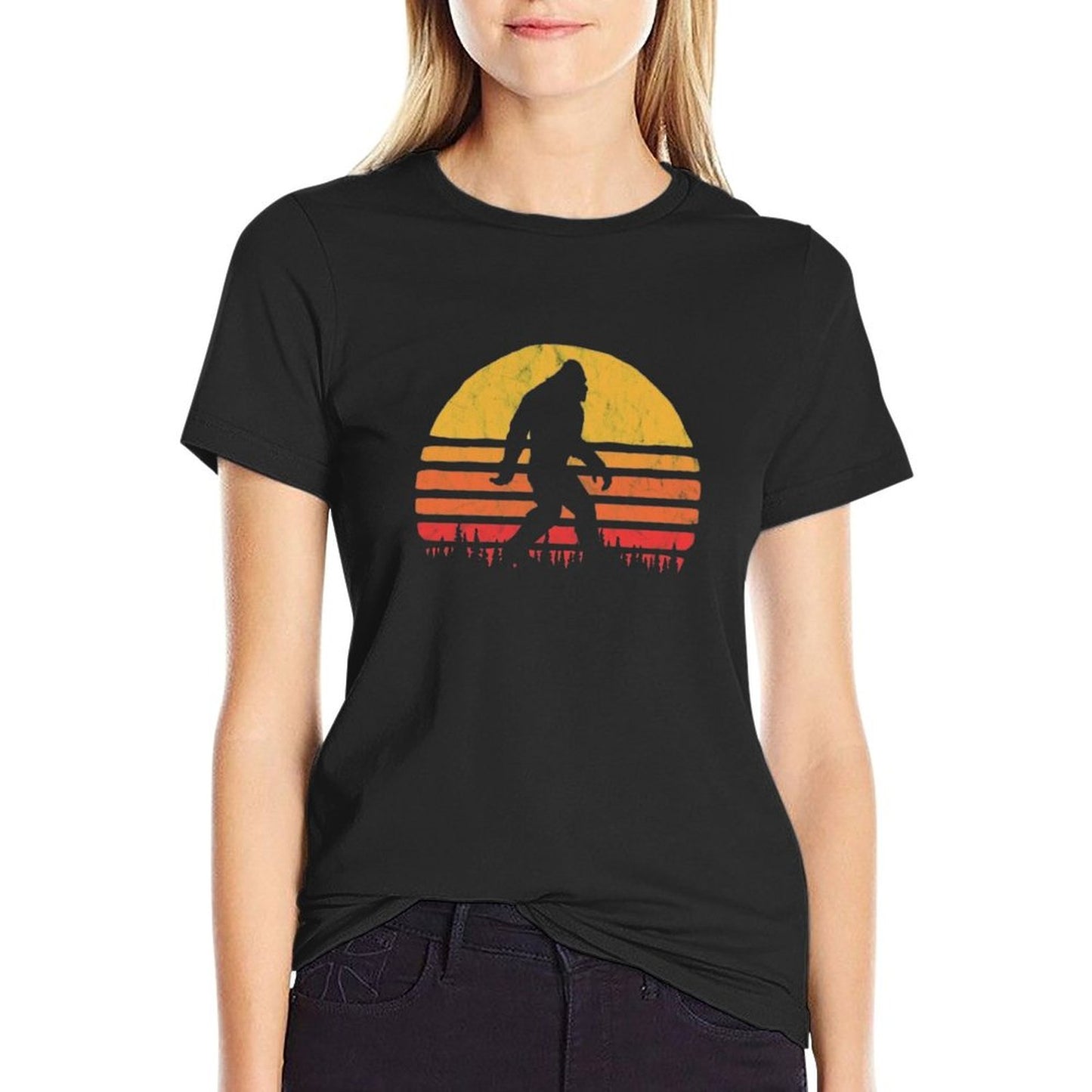 Retro Bigfoot Silhouette Sun Vintage  - Believe!  Affordable Price T-Shirt