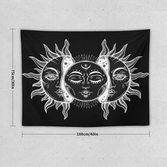 Vintage Sun And Moon Solar Eclipse Tapestry