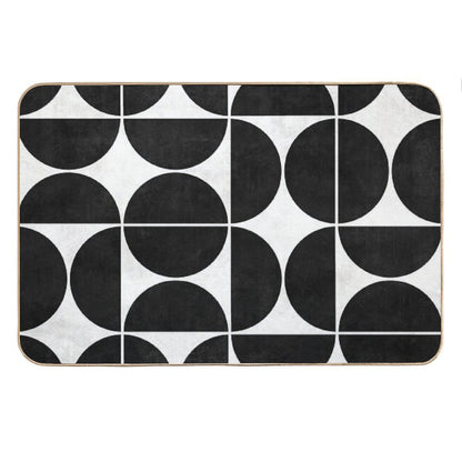 Mid-Century Modern Pattern No.3 - Black And White Concrete Bath Mat