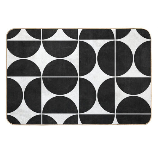 Mid-Century Modern Pattern No.3 - Black And White Concrete Bath Mat
