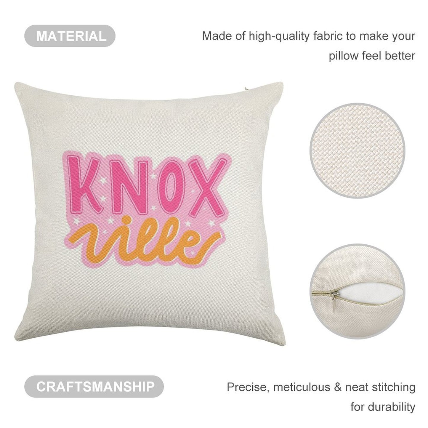 Knoxville Pink And Orange Stars Linen Throw Pillow Cover