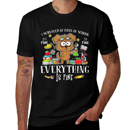 I Survived 67 Days of School Funny Dog Lover Science 67 Meme  Graphic-printed T-Shirt