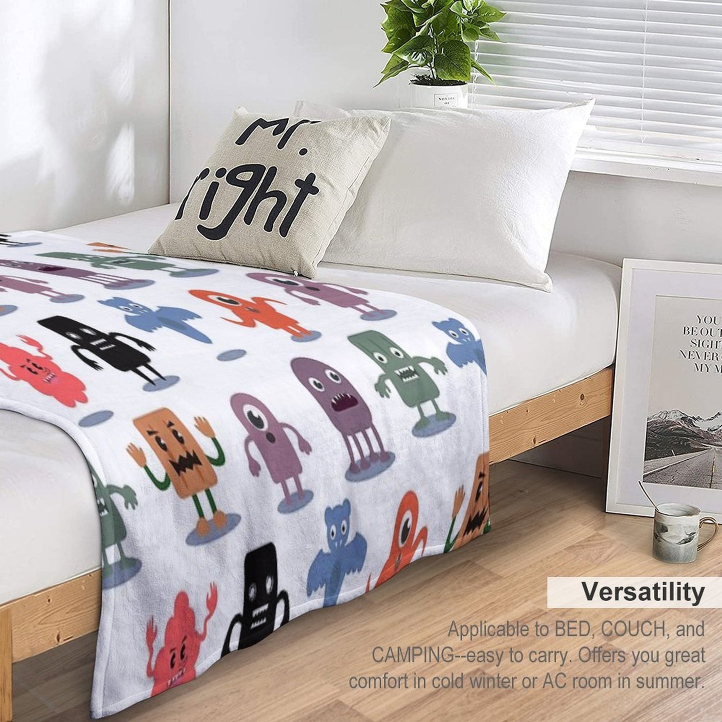 Monster Collection Pattern Throw Blanket