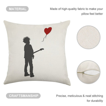 ROBERT THE CURE SMITH X BANKSY Linen Throw Pillow Cover