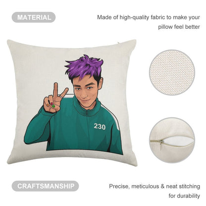 Thanos Squid Game Linen Throw Pillow Cover