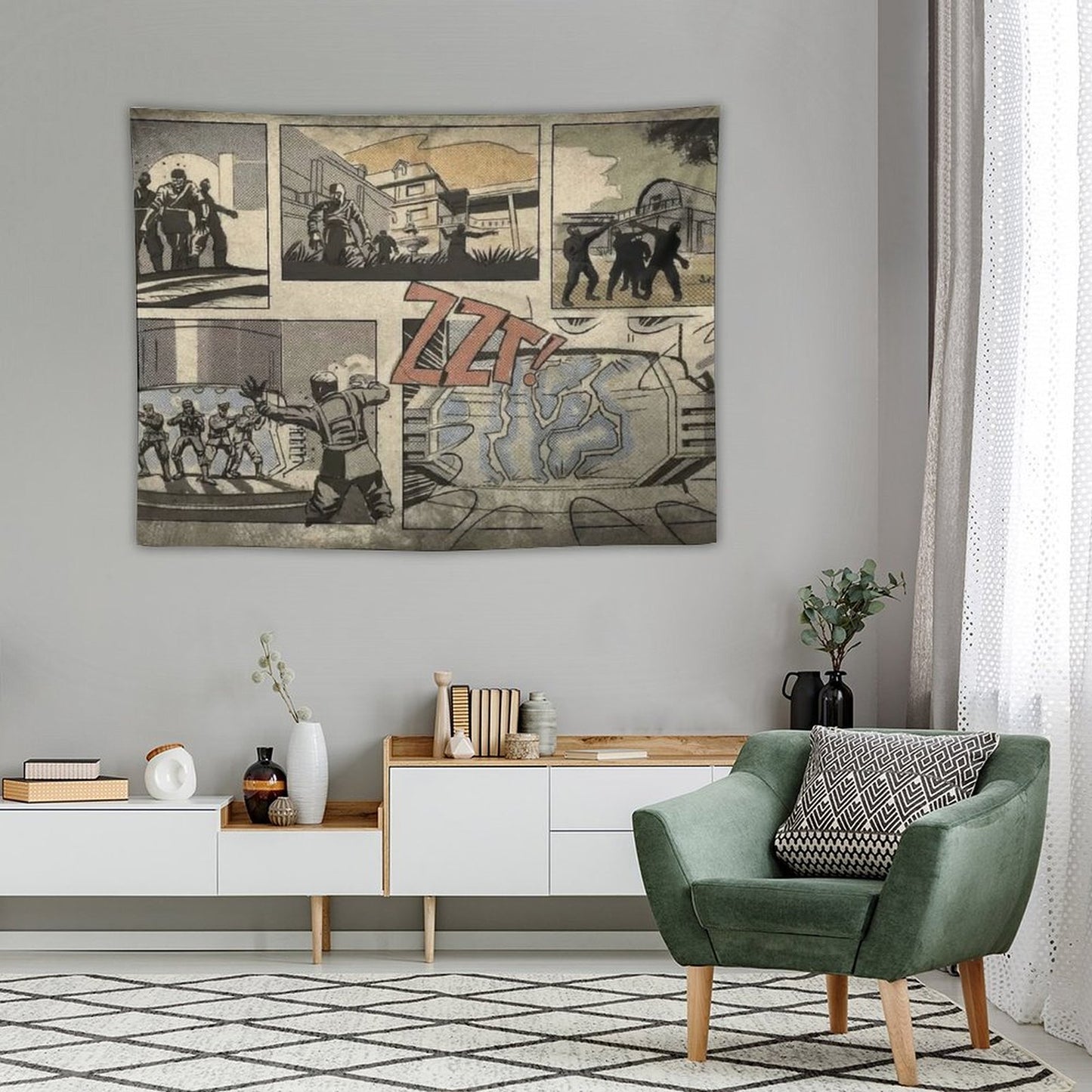 Zombies Loading Screen Comic Tapestry