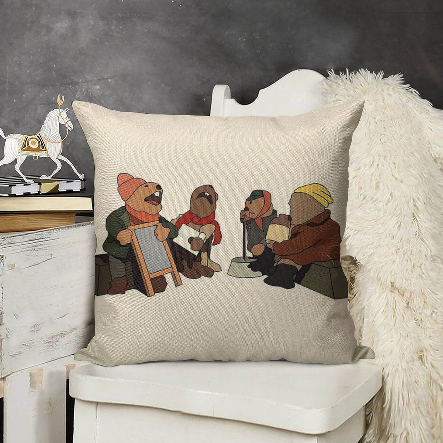 Emmet Otters Jug Band Linen Throw Pillow Cover