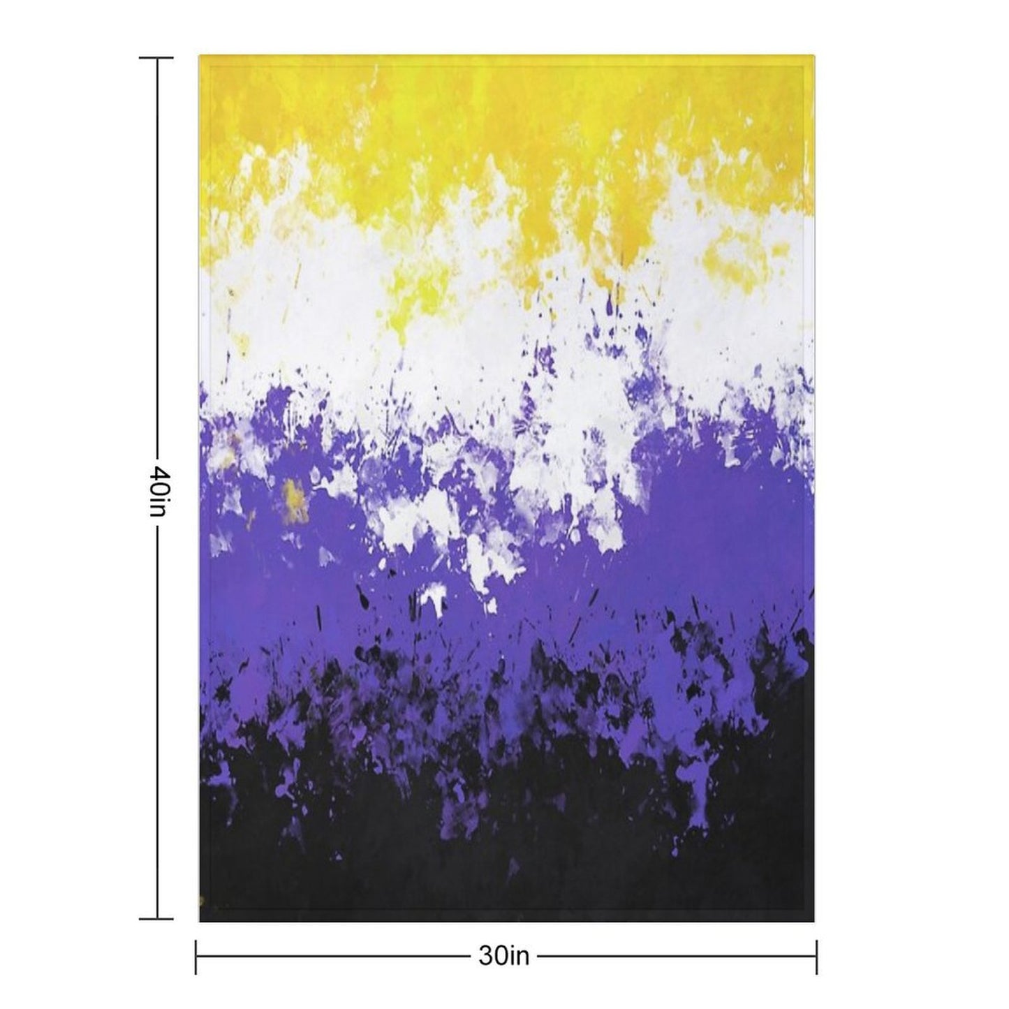 Non-Binary Paint Splatter Pride Flag Throw Blanket