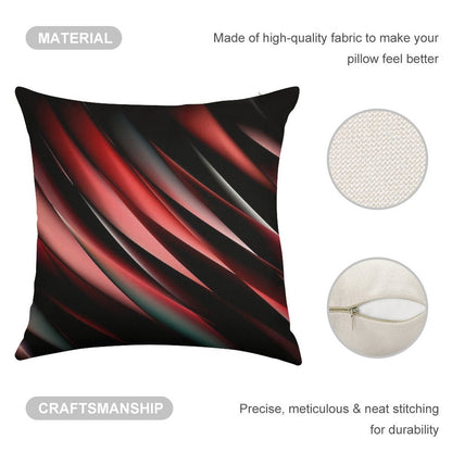 Decorative Red And Black Linen Throw Pillow Cover