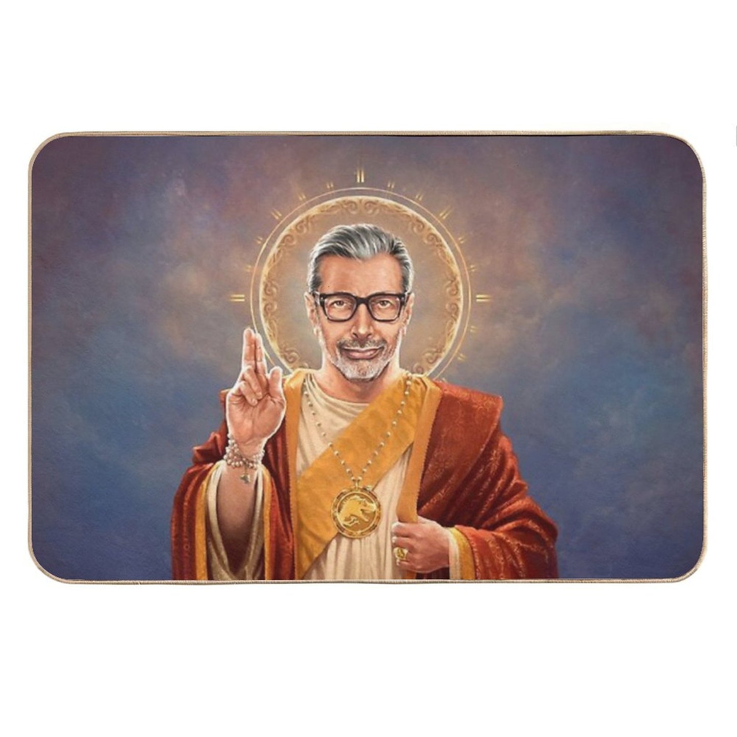 Saint Jeff of Goldblum, Jeff Goldblum Original Religious Painting Bath Mat