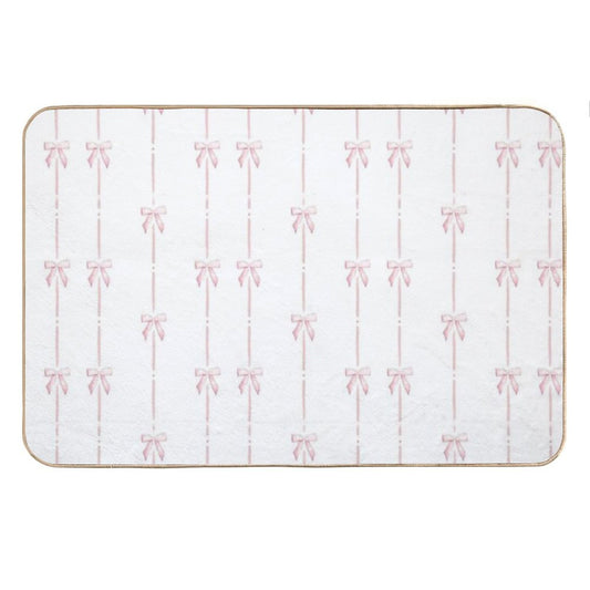Pink Bow Ribbon Coquette Bath Mat