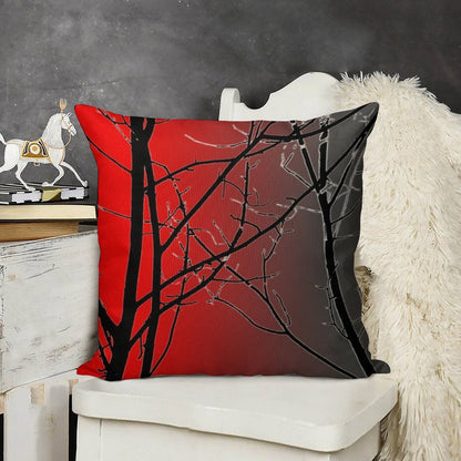 Red And Gray Linen Throw Pillow Cover