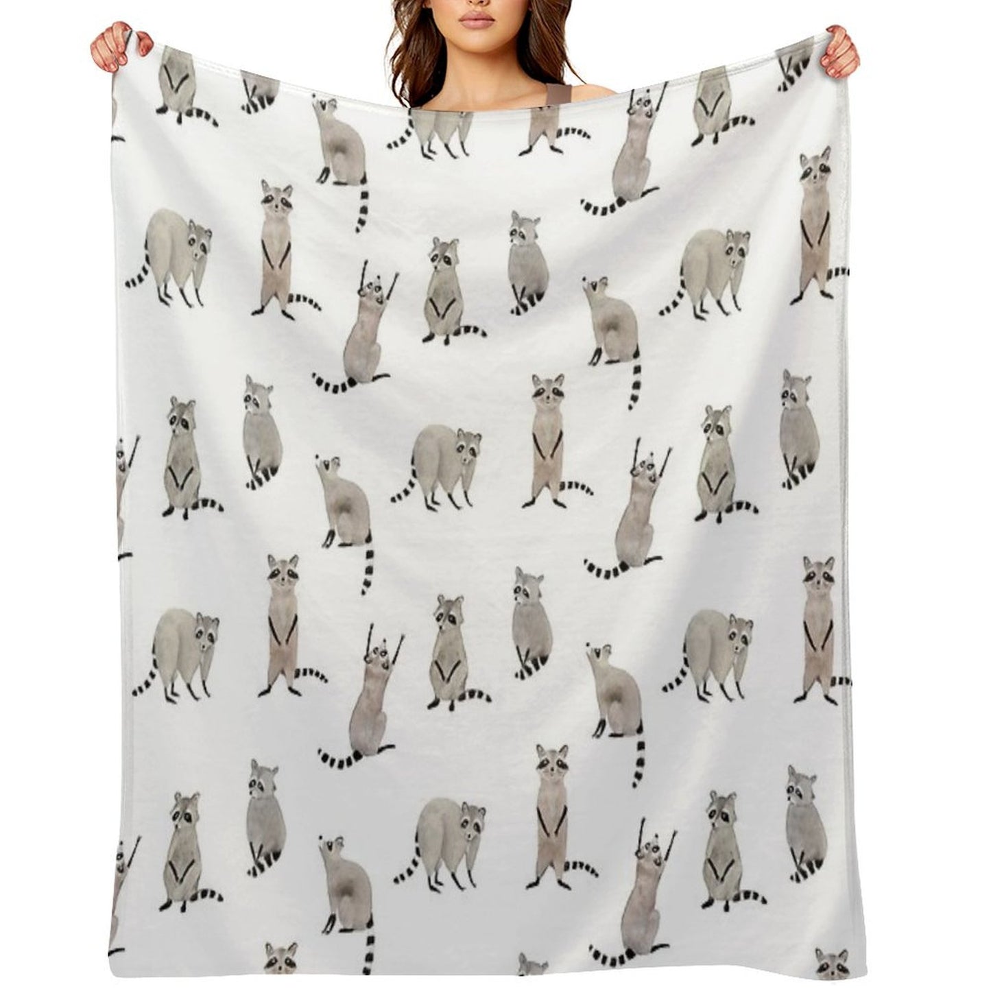 Raccoon Pattern Throw Blanket