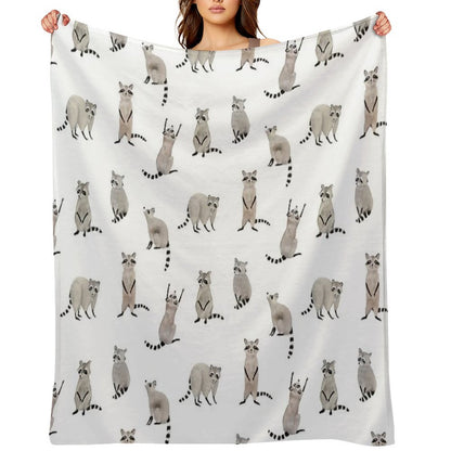 Raccoon Pattern Throw Blanket