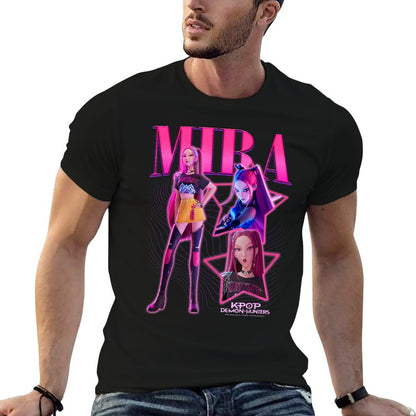 Kpop Demon Hunters Mira Showcase Retro Neon Poster  High-quality Stitching T-Shirt