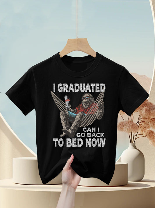Funny Graduation  I Graduated Can I Go Back To Bed Now Kids T-Shirt