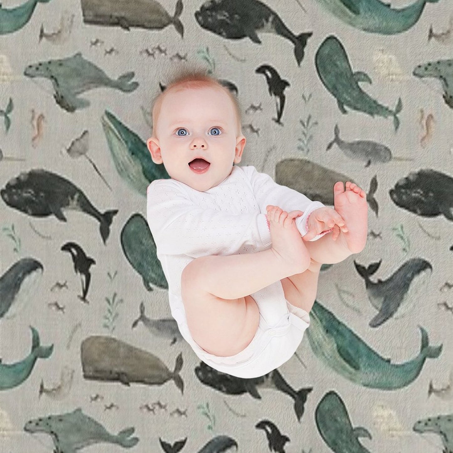 Whale Song Gray Throw Blanket