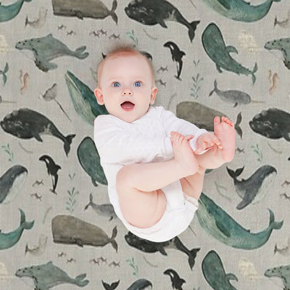 Whale Song Gray Throw Blanket