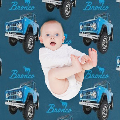 Blue Bronco Retro Bronco Throw Blanket