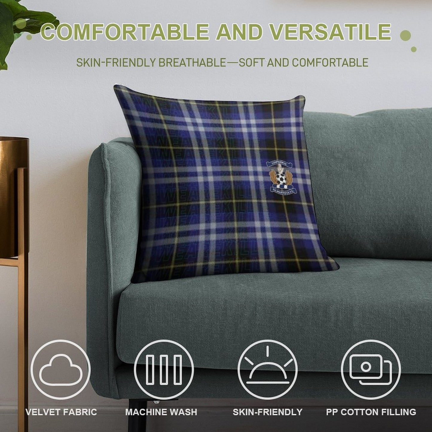 #WeAreKillie Tartan Soft Hidden Zipper Throw Pillow