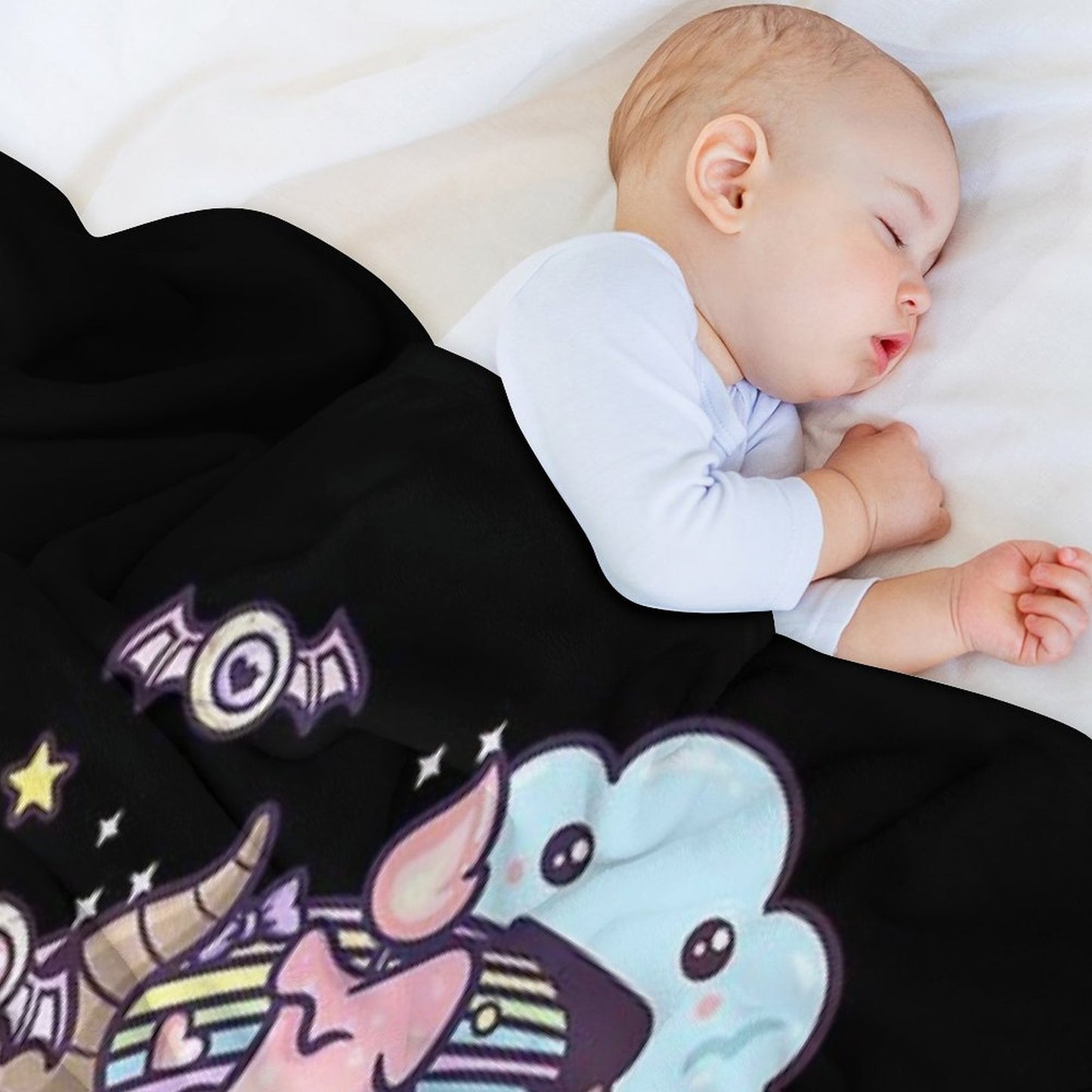 Pastel Goth Skull Kawaii Throw Blanket