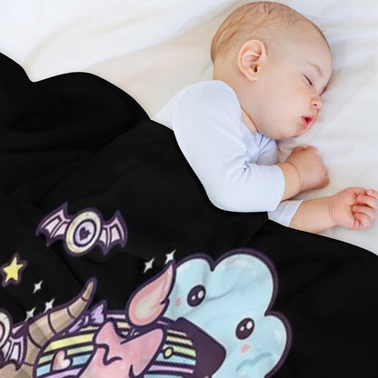 Pastel Goth Skull Kawaii Throw Blanket