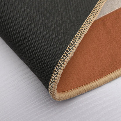 Minimalist Color Block Cuffed Solid in Putty And Clay Rust Terracotta Bath Mat