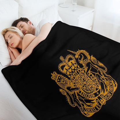 Elizabeth II Royal Coat of Arms Emblem Throw Blanket