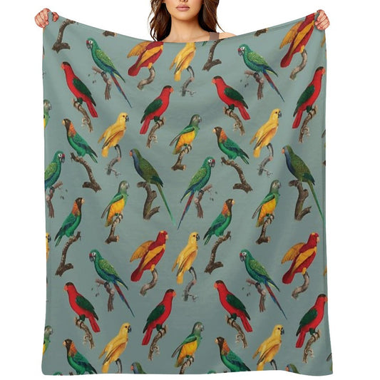 Vintage Parrot Pattern Throw Blanket