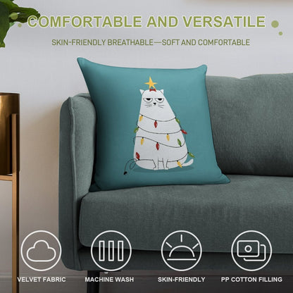 Grumpy Christmas Cat Soft Ultra-Soft Texture Throw Pillow