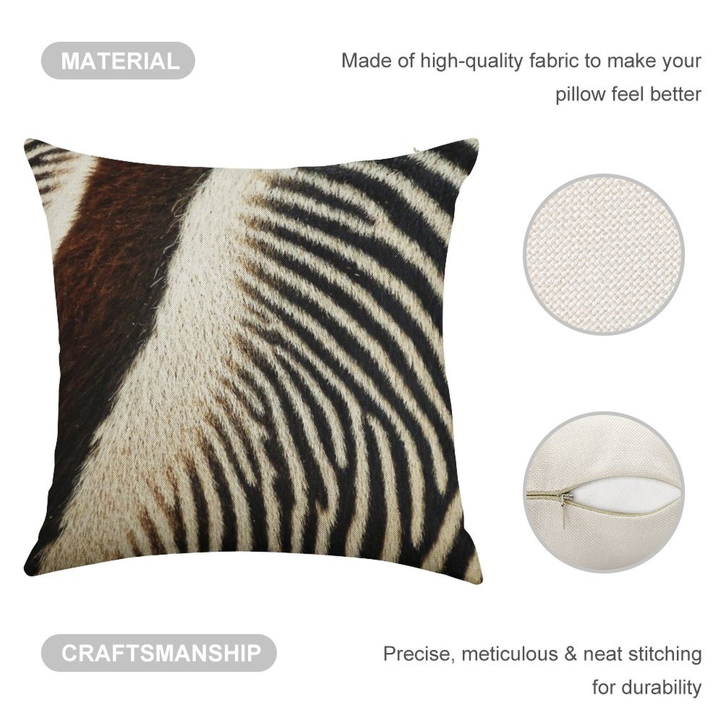 Zebra Caboose Linen Throw Pillow Cover