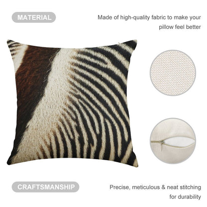 Zebra Caboose Linen Throw Pillow Cover