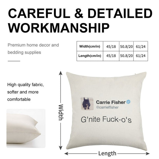 Carrie Fisher Tweets Linen Throw Pillow Cover