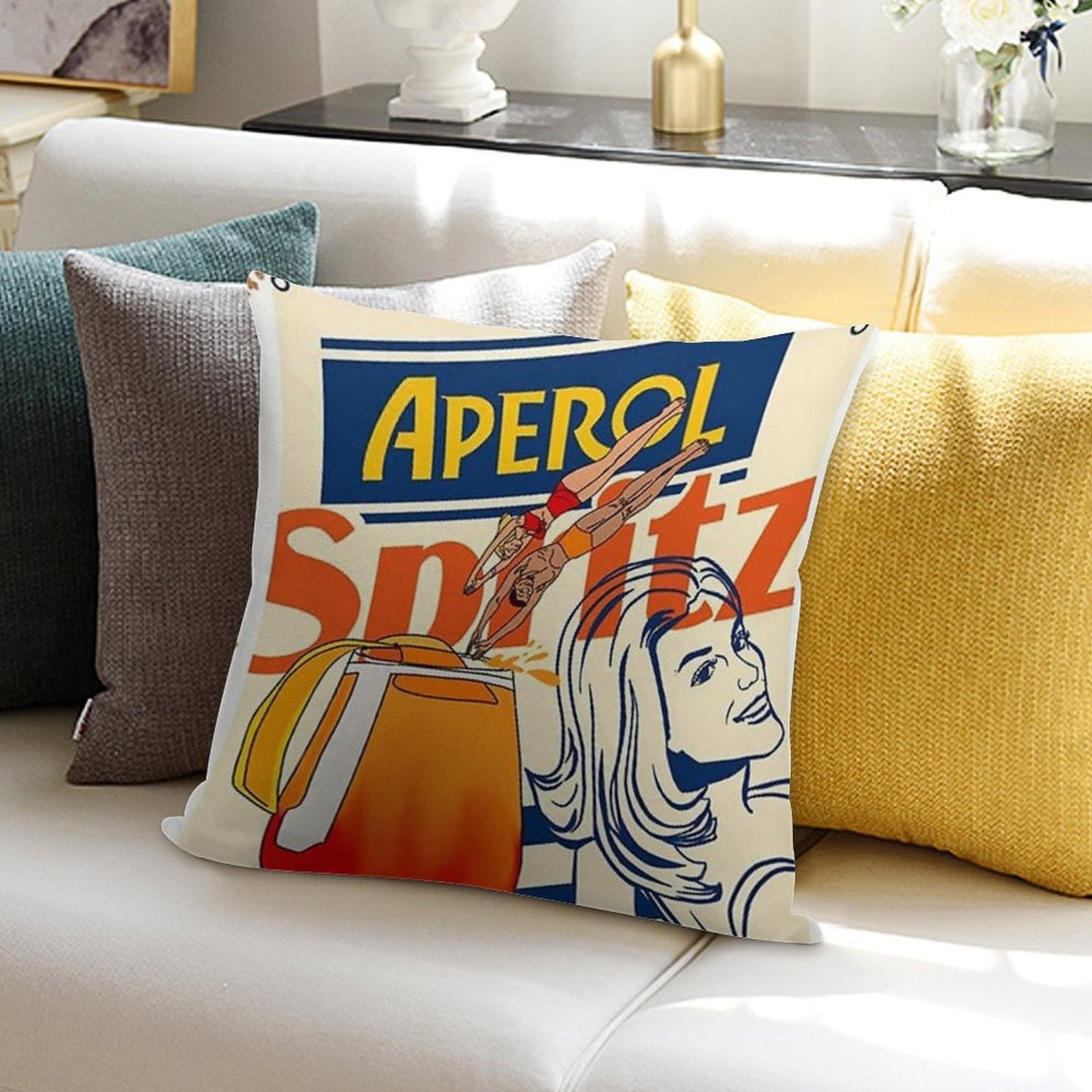 Aperol Spritz Art Print Soft Anti-Pilling Throw Pillow