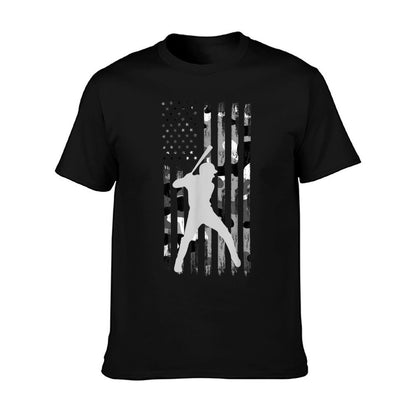 Baseball Player American Flag USA Camo Patriotic Graphic T-Shirt