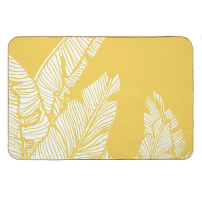 Banana Leaves on Yellow Bath Mat