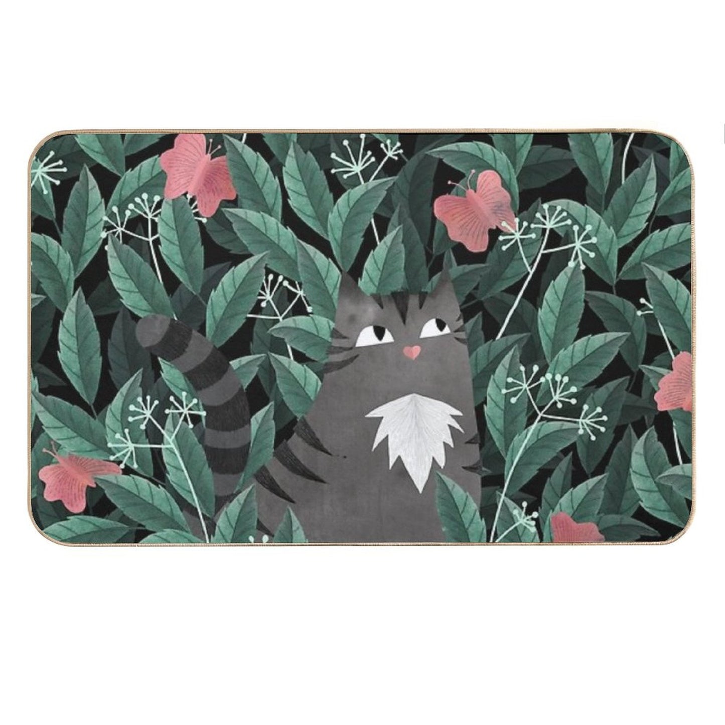Butterfly Garden (Tabby Cat Version) Bath Mat
