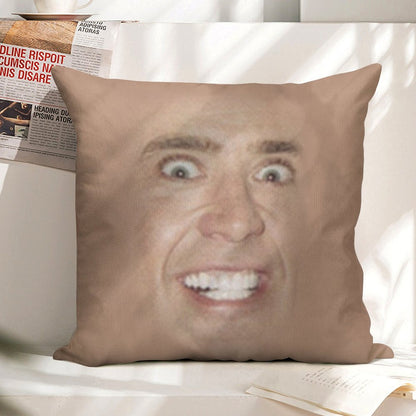 Nicholas Cage Face Pattern Linen Throw Pillow Cover