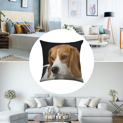 Beagle on The Black Linen Throw Pillow Cover
