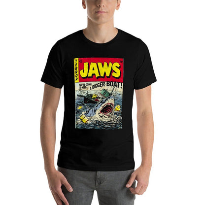 Jaws Pulp Attack Comic Cover  High-quality Stitching T-Shirt