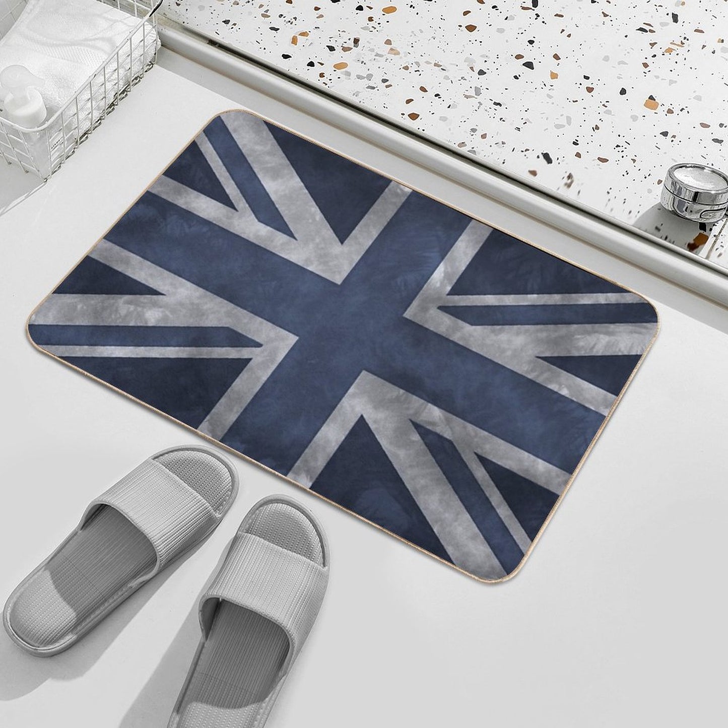 Blue Distressed Union Jack Bath Mat
