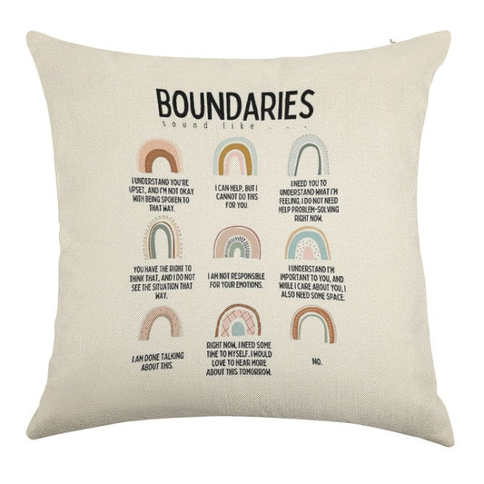 Boundaries Mental Health Reminder for Counselors Linen Throw Pillow Cover