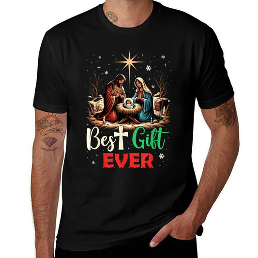 Best Ever Christmas Cool Jesus Nativity Scene Christian  Oversized Silhouette T-Shirt