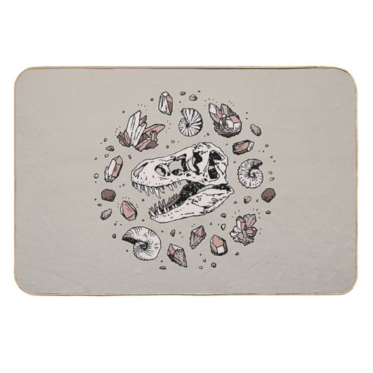 Geo-rex Vortex  Rose Quartz  Dinosaur Skull Fossil Art  Versatile Bath Mat