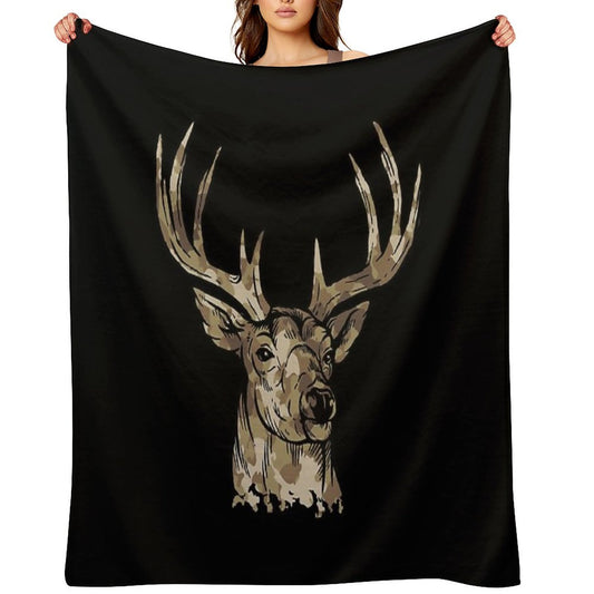 Deer Gear for Hunters - Camo Whitetail Buck Product Throw Blanket