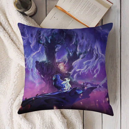 Ori Will of The Wisp Linen Throw Pillow Cover