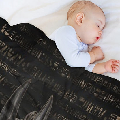 Anubis on Egyptian Pyramids Landscape Throw Blanket