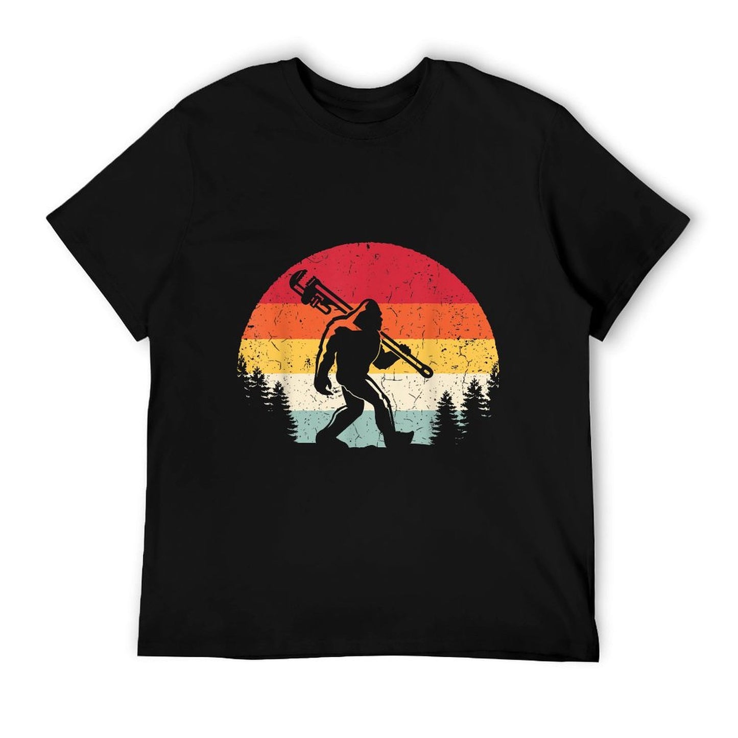 Vintage Bigfoot Plumber Pipe Wrench Funny Sasquatch Plumbing T-Shirt