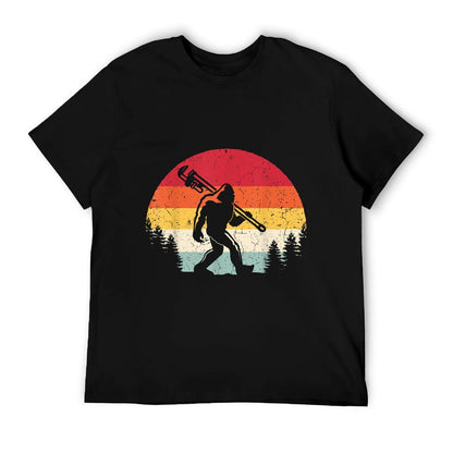 Vintage Bigfoot Plumber Pipe Wrench Funny Sasquatch Plumbing T-Shirt